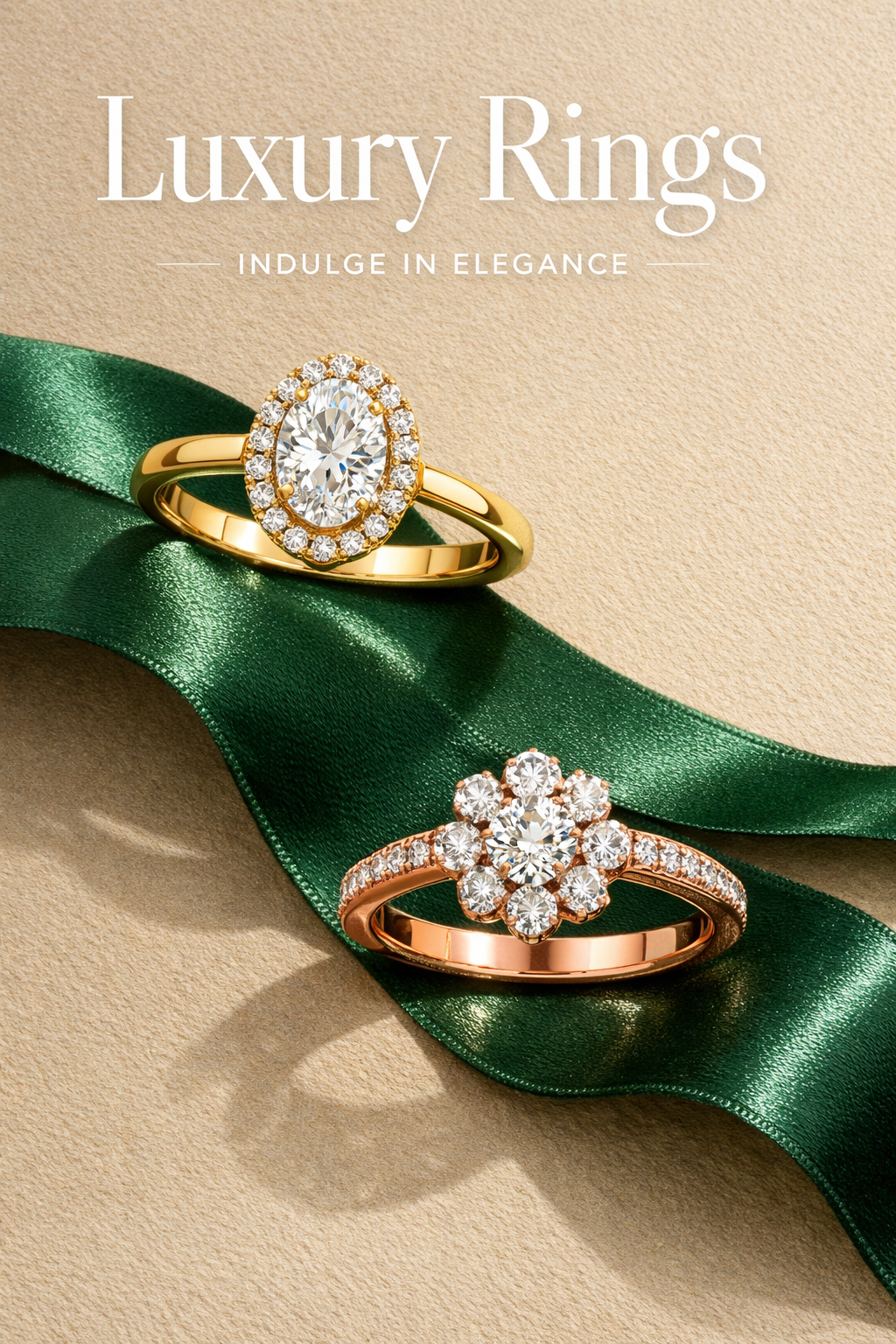 Luxury jewellery campaign composition for rings